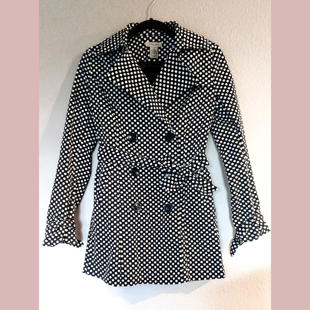 Vertigo Paris Black & White Polkadot Trenchcoat XS